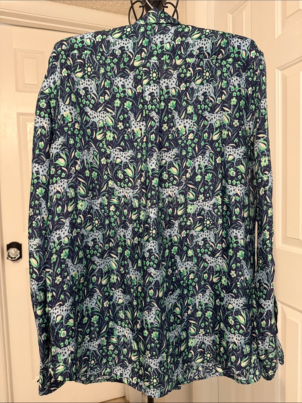 J. Crew Classic Leopard & Floral Print Button-Up Blouse Size 12 - Picture 3 of 12